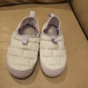 The North Face Kids Cream and Lavender Slippers